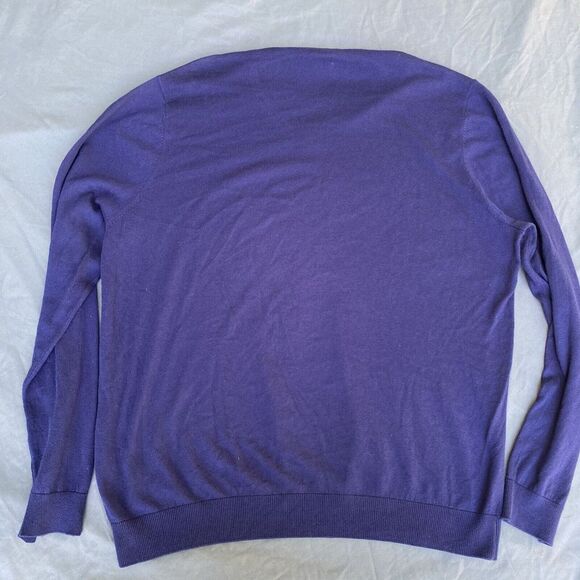 J McLaughlin Mens Sweater Size XL Blue V Neck Cashmere Blend Preppy Lightweight - Picture 6 of 6
